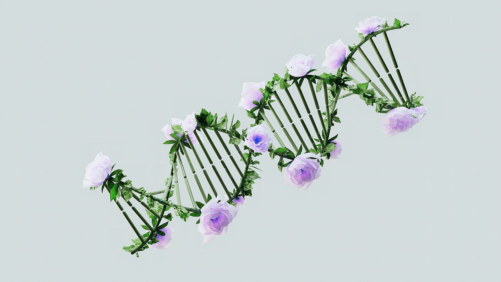 DNA-molekyl med blomster og blader